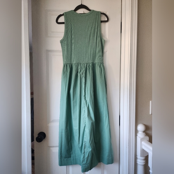 J. Crew Mixed Media Sleeveless Green Midi Dress Size M - Picture 3 of 5
